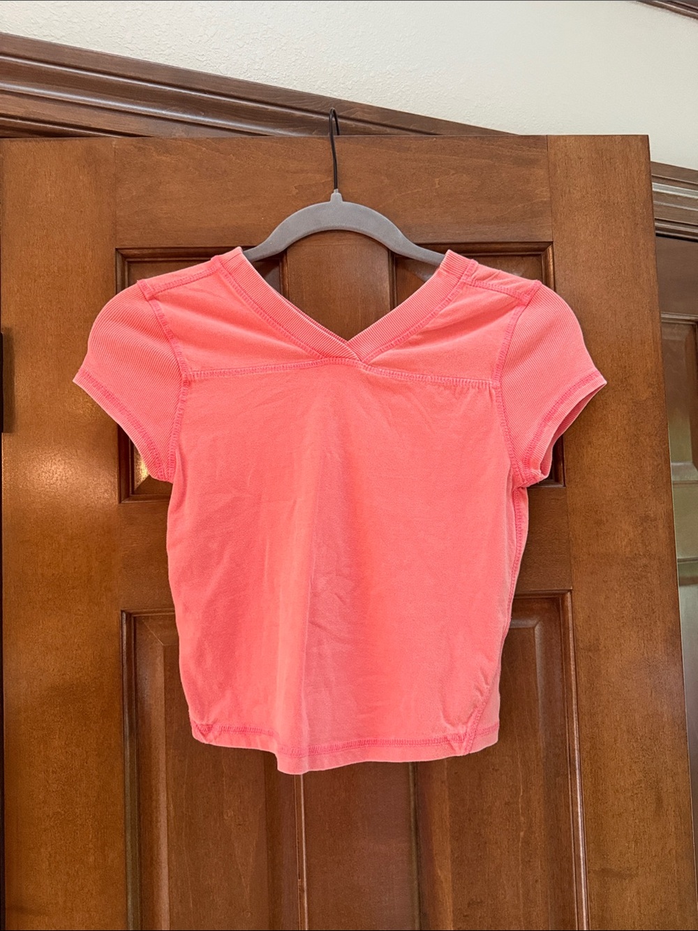 Free People Coral Pink V-Neck Crop Top